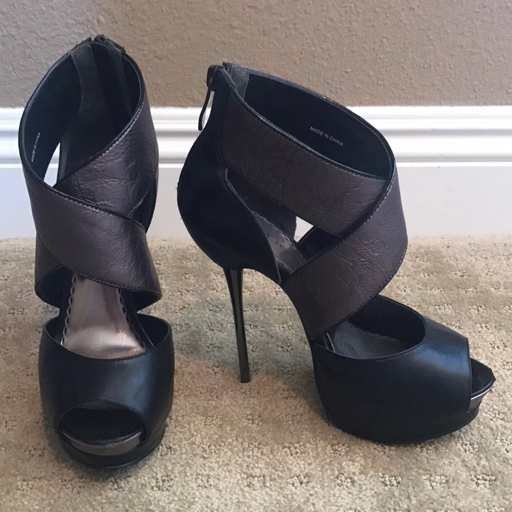 Bebe peep toe with metal stiletto heel